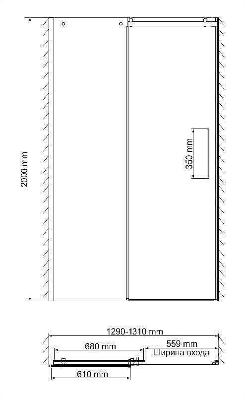 Душевая дверь WasserKRAFT Dinkel 58R 130 купить в интернет-магазине Sanbest
