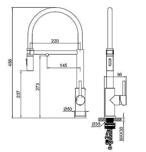 Смеситель для кухни WONZON & WOGHAND WW-458028-BN брашированный никель купить в интернет-магазине сантехники Sanbest