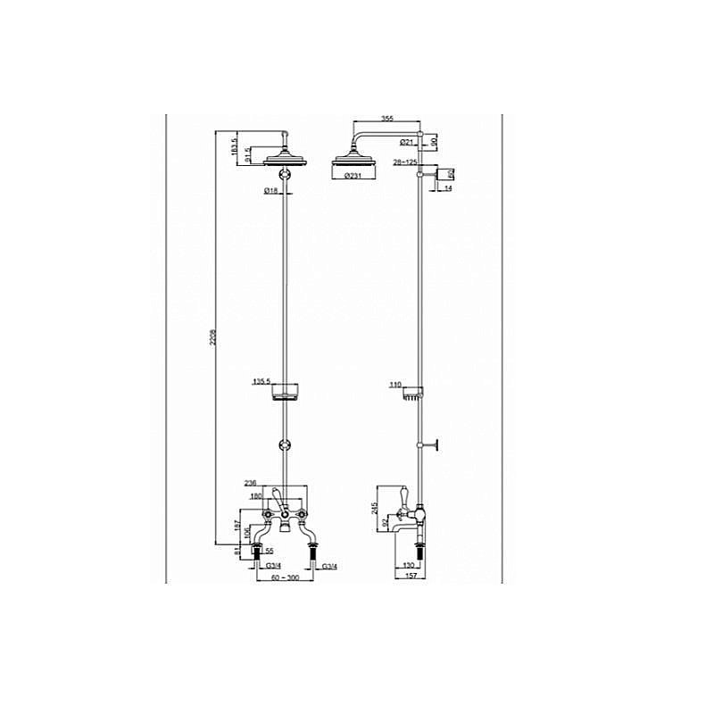 Душевая система Burlington Kensington H185-KE BLA купить в интернет-магазине сантехники Sanbest