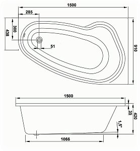 Ванна акриловая Vagnerplast Avona 150x90 купить в интернет-магазине Sanbest