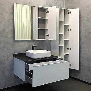 Тумба с раковиной Comforty Милан 90 (T-Y9378) белая/столешница графит для ванной в интернет-магазине Sanbest