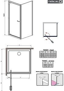 Душевой уголок Radaway Twist DW+S 70х80 стекло прозрачное/профиль хром купить в интернет-магазине Sanbest
