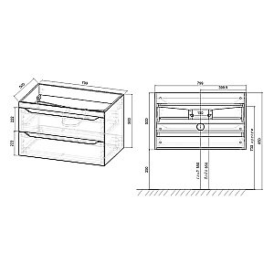 Тумба с раковиной Vincea FINE 80 темный дуб для ванной в интернет-магазине Sanbest