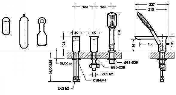 Смеситель для ванны Bravat GINA F565104C-2-ENG купить в интернет-магазине сантехники Sanbest