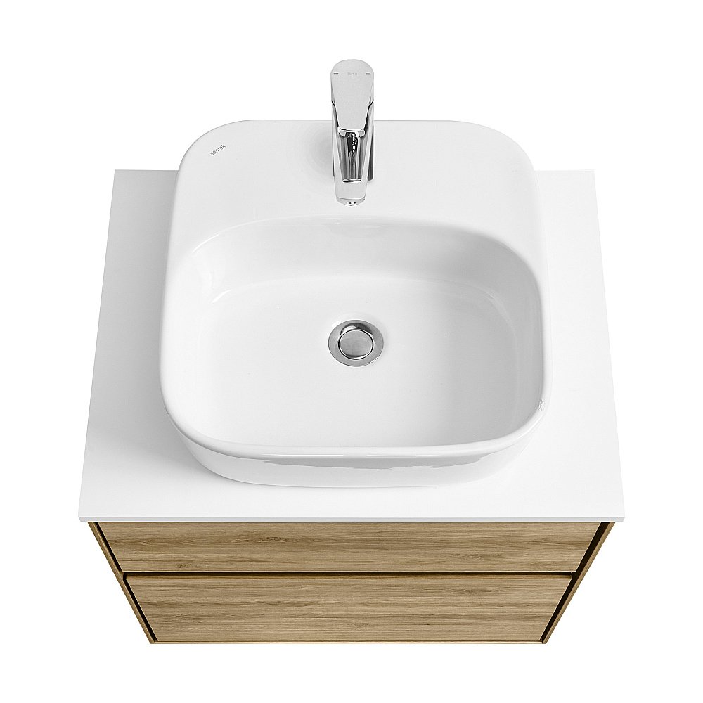 Тумба со столешницей Акватон Либерти 60 дуб эльвезия для ванной в интернет-магазине Sanbest