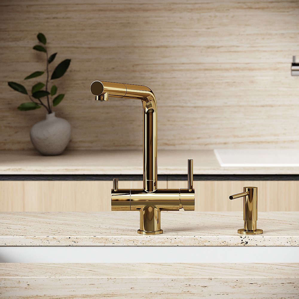 Смеситель для кухни Sancos Spin SC4015ZG полированное золото купить в интернет-магазине сантехники Sanbest