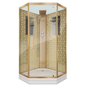 Душевая кабина Niagara Luxe NG-7717GBK 100x100 золото купить в интернет-магазине Sanbest