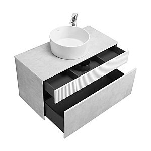 Тумба с раковиной Акватон Марбл 100/Mila 40 слейт/белая матовая для ванной в интернет-магазине Sanbest