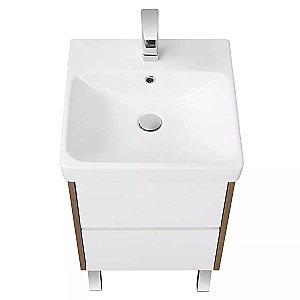 Тумба с раковиной Акватон Сканди 45 белая/дуб рустикальный для ванной в интернет-магазине Sanbest