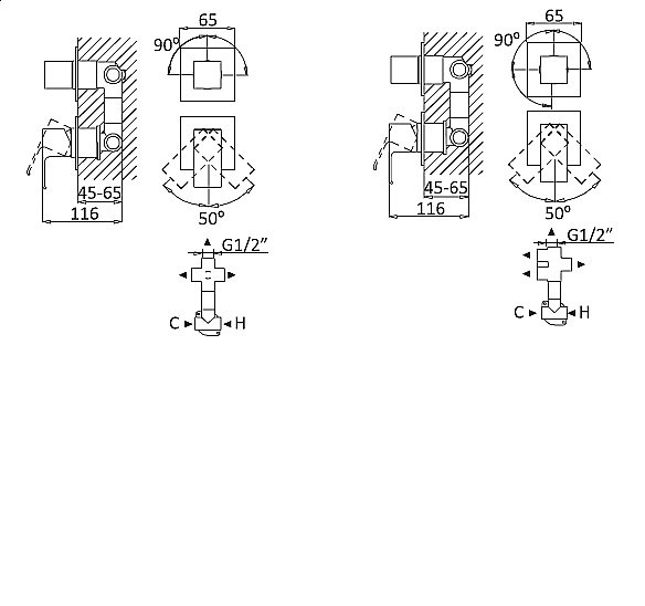 Смеситель для душа Cezares PORTA-VDIM4-M-01 хром купить в интернет-магазине сантехники Sanbest