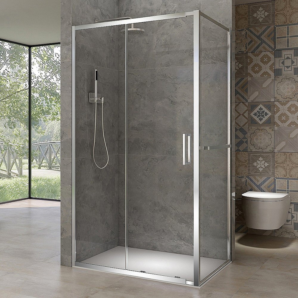 Душевой уголок Black&White Stellar Wind SX 7151400+720100S 150х100 стекло прозрачное/профиль хром купить в интернет-магазине Sanbest