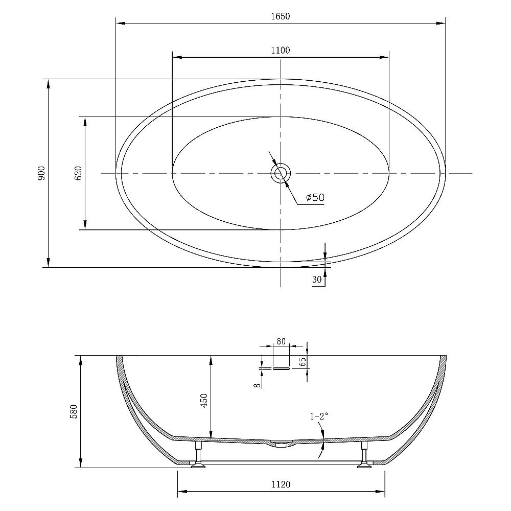 Ванна акриловая Abber 165х90 AB9249-1.6 белая купить в интернет-магазине Sanbest