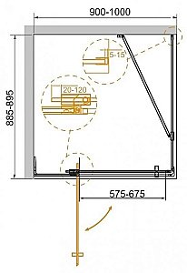 Душевой уголок Cezares Slider 89х95 SLIDER-AH-1-90-90/100-GRIGIO-Cr стекло серое тонированное/профиль хром купить в интернет-магазине Sanbest