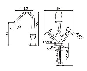 Смеситель для раковины высокий WONZON & WOGHAND SHAKESPEARE, Темное золото (WW-651103-DG) купить в интернет-магазине сантехники Sanbest