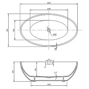 Ванна акриловая Abber 165х90 AB9249-1.6 белая купить в интернет-магазине Sanbest