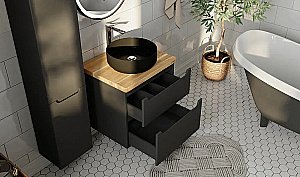 Тумба с раковиной Jorno Wood 60 серая для ванной в интернет-магазине Sanbest