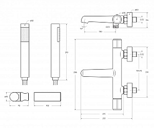Смеситель для ванны BelBagno UNO-VASM/DFS-ORO золото купить в интернет-магазине сантехники Sanbest