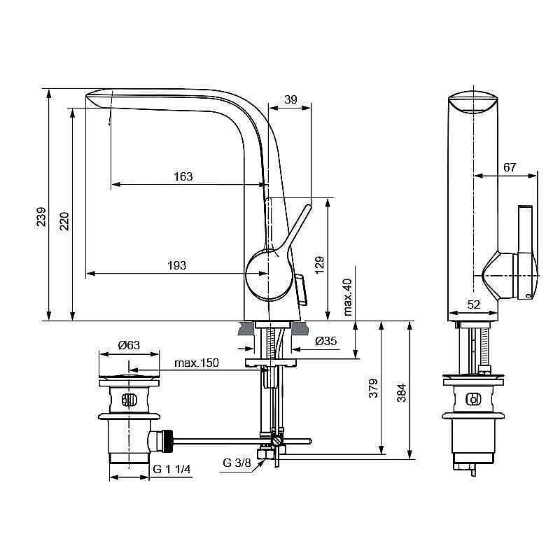 Смеситель для раковины Ideal Standard Melange A6041AA купить в интернет-магазине сантехники Sanbest