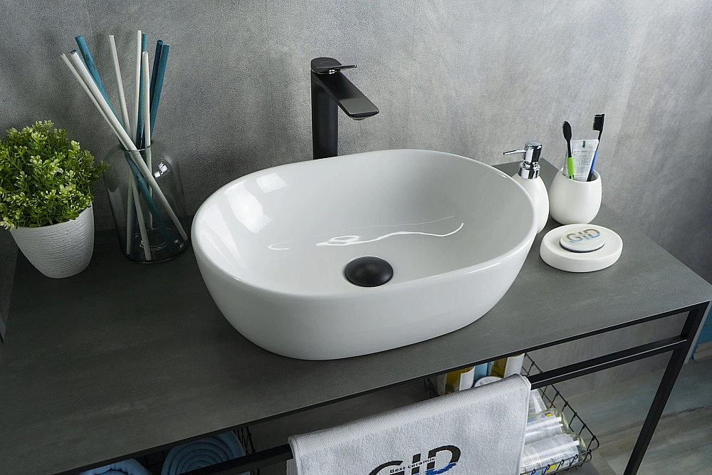 Раковина накладная Gid Lago 48 N9026b 51113 белая купить в интернет-магазине Sanbest