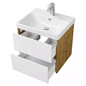 Тумба с раковиной Акватон Сканди 70 белая/дуб рустикальный для ванной в интернет-магазине Sanbest