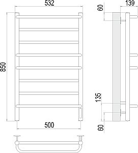 Полотенцесушитель электрический Terminus Евромикс П8 500х850 купить в интернет-магазине сантехники Sanbest