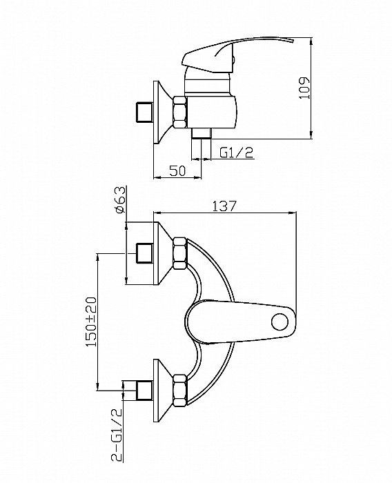 Смеситель для душа Agger Glad A1520000 купить в интернет-магазине сантехники Sanbest