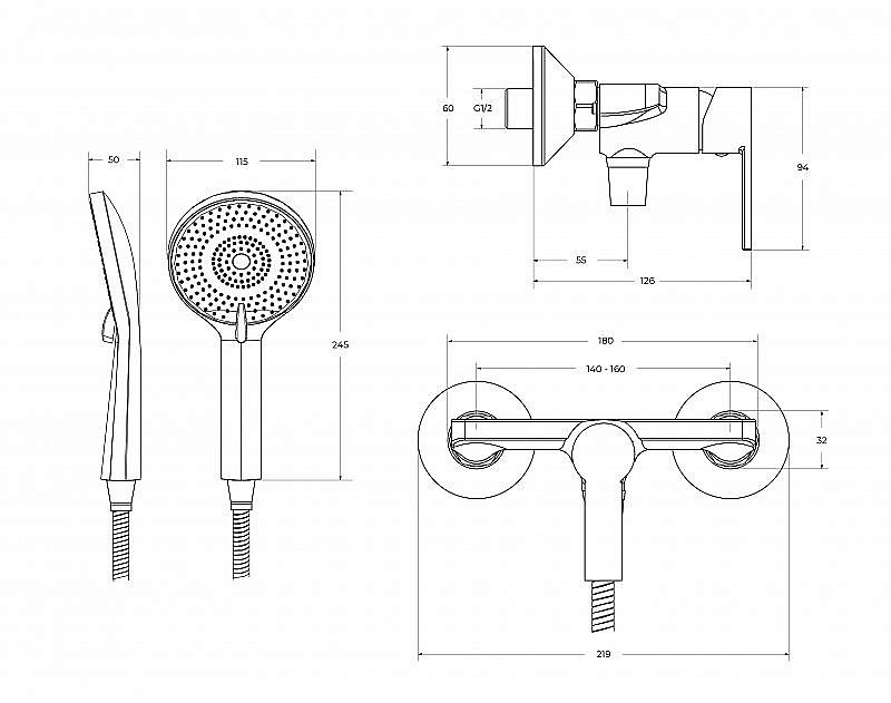 Смеситель для душа BelBagno AURORA-ESDM-CRM хром купить в интернет-магазине сантехники Sanbest