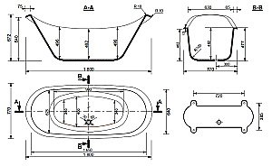 Ванна Эстет Скарлетт 180x77 белая купить в интернет-магазине Sanbest