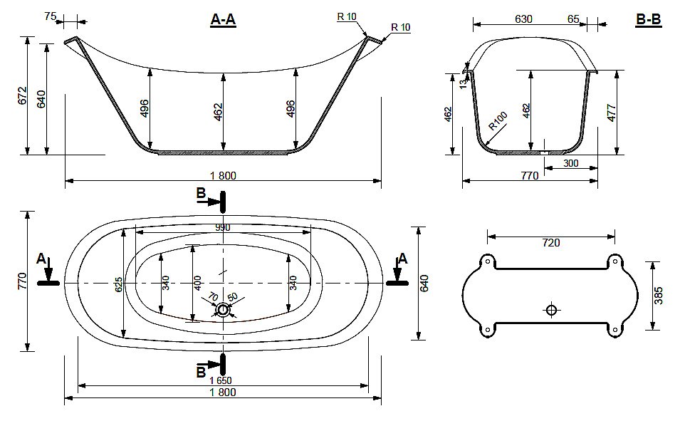 Ванна Эстет Скарлетт 180x77 белая купить в интернет-магазине Sanbest