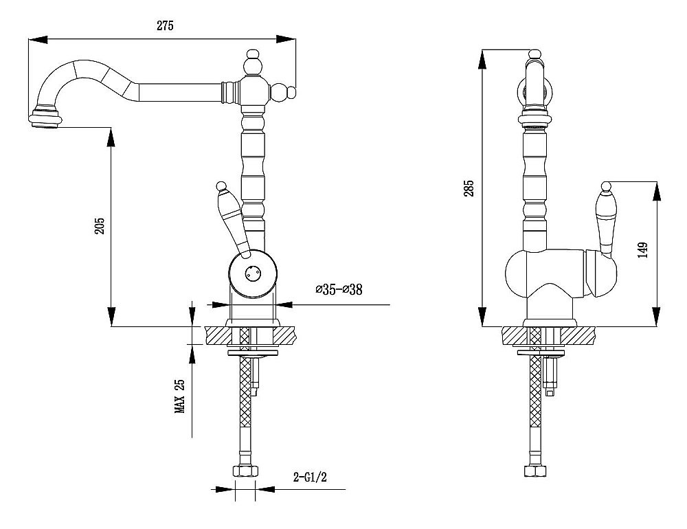 Смеситель для кухни Timo Morea 2406F бежевый матовый купить в интернет-магазине сантехники Sanbest