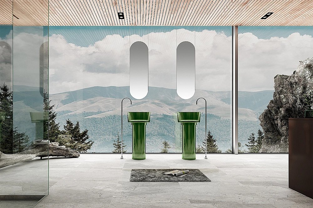 Раковина напольная ABBER Kristall AT2702Emerald-H зеленая прозрачная купить в интернет-магазине Sanbest