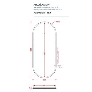 Зеркало с LED-подсветкой Artceram ARCO ACS014 50 в ванную от интернет-магазине сантехники Sanbest