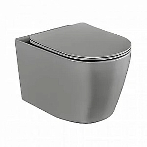 Унитаз подвесной BAS ROUND GREY безободковый, с крышкой микролифт, серый купить в интернет-магазине Sanbest