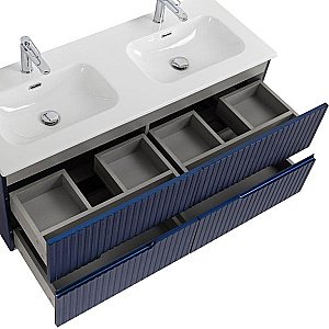 Тумба с раковиной Cezares DUET-N 120 DUET-N-1200-4C-SO-2-SPF-P сапфир для ванной в интернет-магазине Sanbest