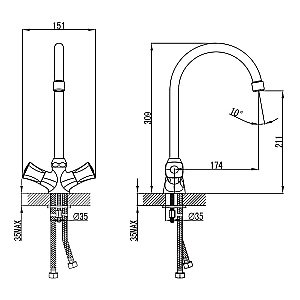 Смеситель для кухни Kaiser Topaz 17233 купить в интернет-магазине сантехники Sanbest