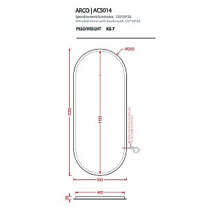 Зеркало с LED-подсветкой Artceram ARCO ACS014 50 в ванную от интернет-магазине сантехники Sanbest