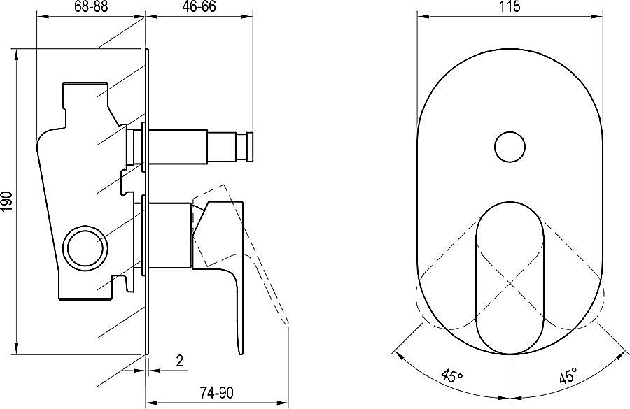 Смеситель для душа Ravak Eleganta EL 061.20BLM.O2 X070298 черный матовый купить в интернет-магазине сантехники Sanbest