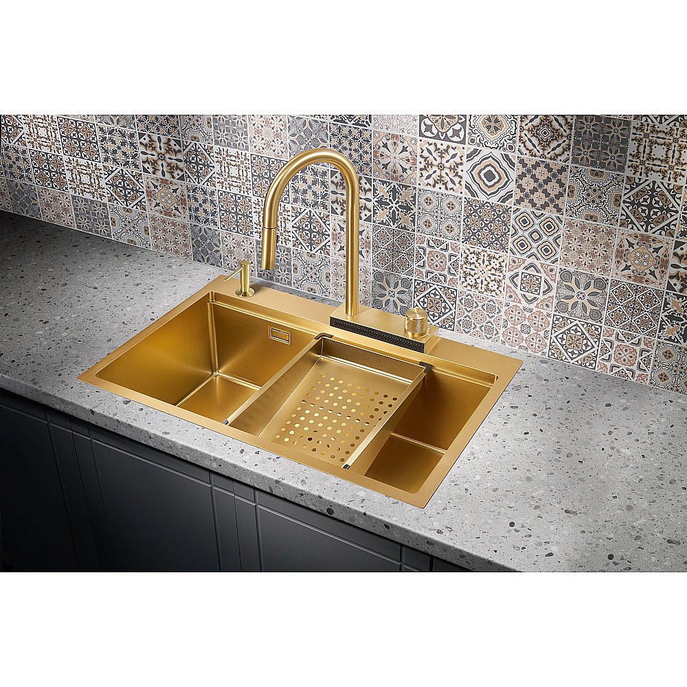 Мойка кухонная Milacio Denia 75 Steel MC.77428 золото купить в интернет-магазине сантехники Sanbest