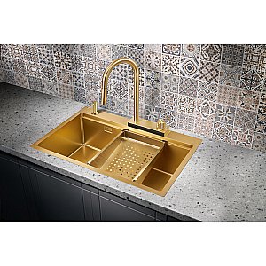 Мойка кухонная Milacio Denia 75 Steel MC.77428 золото купить в интернет-магазине сантехники Sanbest