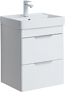 Тумба с раковиной Aquanet Ирис new 50 подвесная белый глянец для ванной в интернет-магазине Sanbest