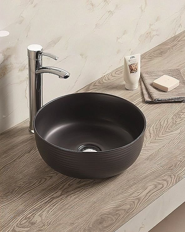 Раковина накладная Art&Max 36 AM-102-MB черная матовая купить в интернет-магазине Sanbest
