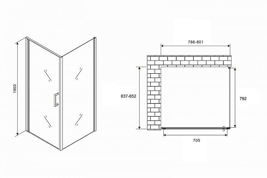 Душевой уголок ABBER Sonnenstrand AG04080M-S85M 80x85 стекло матовое/профиль хром купить в интернет-магазине Sanbest