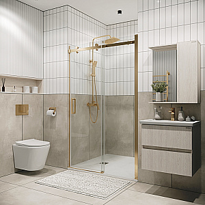 Душевая дверь Grossman Classic 100 100.K33.04.100.32.00 стекло прозрачное/профиль брашированное золото купить в интернет-магазине Sanbest