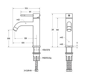 Смеситель для раковины Cezares RELAX-LS1-GM оружейная сталь купить в интернет-магазине сантехники Sanbest