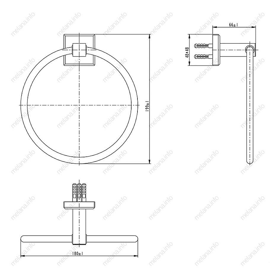 Полотенцедержатель Melana MLN-862009-1 сатин/хром купить в интернет-магазине сантехники Sanbest