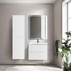 Тумба с раковиной Cezares DUET-N 70 DUET-N-700-2C-SO-BL белая глянцевая для ванной в интернет-магазине Sanbest