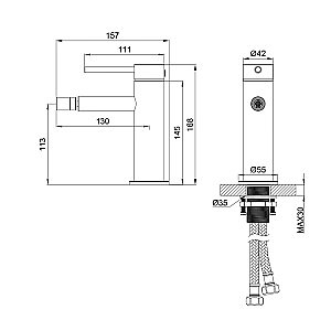 Смеситель для биде WONZON & WOGHAND STICK WW-88339017-MW белый матовый купить в интернет-магазине сантехники Sanbest