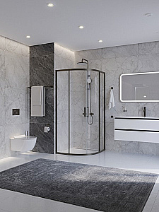 Душевой уголок Cezares PLANE 90х90 R-2-90-C-GM стекло прозрачное/профиль оружейная сталь купить в интернет-магазине Sanbest