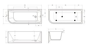 Ванна акриловая BelBagno BB712 170х73 купить в интернет-магазине Sanbest