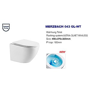 Унитаз подвесной WeltWasser BAMBERG 525+MERZBACH 043 GL-WT+BAMBERG CR белый глянцевый, безободковый, с крышкой микролифт, слив-торнадо, с инсталляцией и кнопкой хром купить в интернет-магазине Sanbest